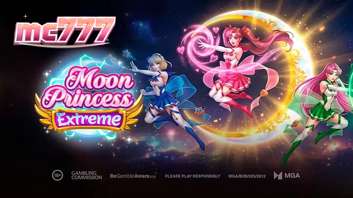 Tampilan grid 5x5 dalam permainan slot Moon Princess Extreme dengan elemen magis.